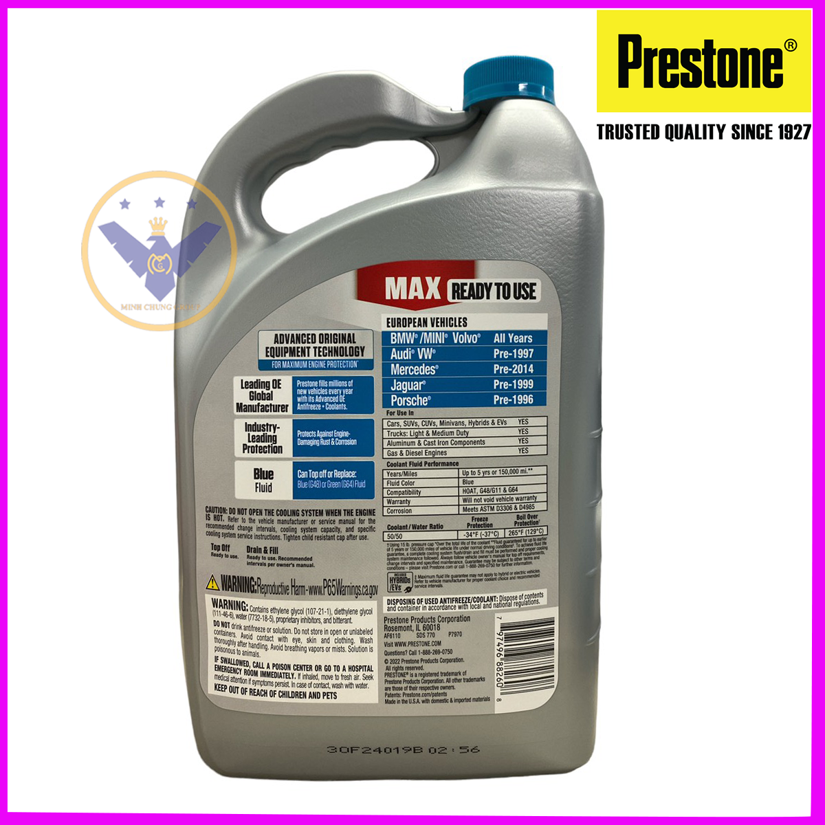 Combo 2 bình nước làm mát động cơ xe ô tô PRESTONE MAX EUROPEAN 3.78L