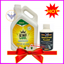 COMBO Nước làm mát xe ô tô [màu xanh]KINGCOOL SUPER can 4L + Súc két nước BLUECHEM 300ml