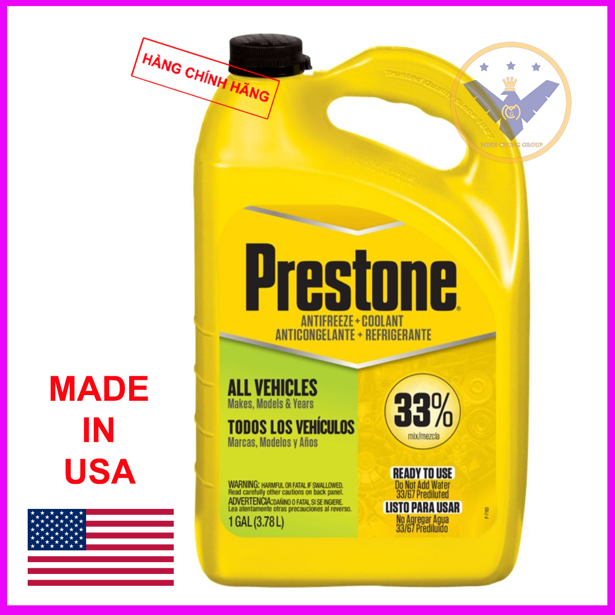 Nước làm mát động cơ xe ô tô màu xanh PRESTONE USA can 3.78L - DEXCOOL