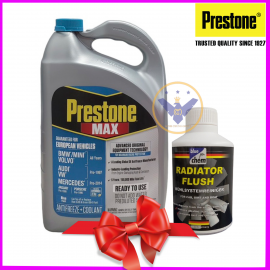 Combo nước làm mát động cơ xe ô tô PRESTONE MAX - EUROPEAN  3.78L  màu xanh dương + Súc Két Nước Bluechem