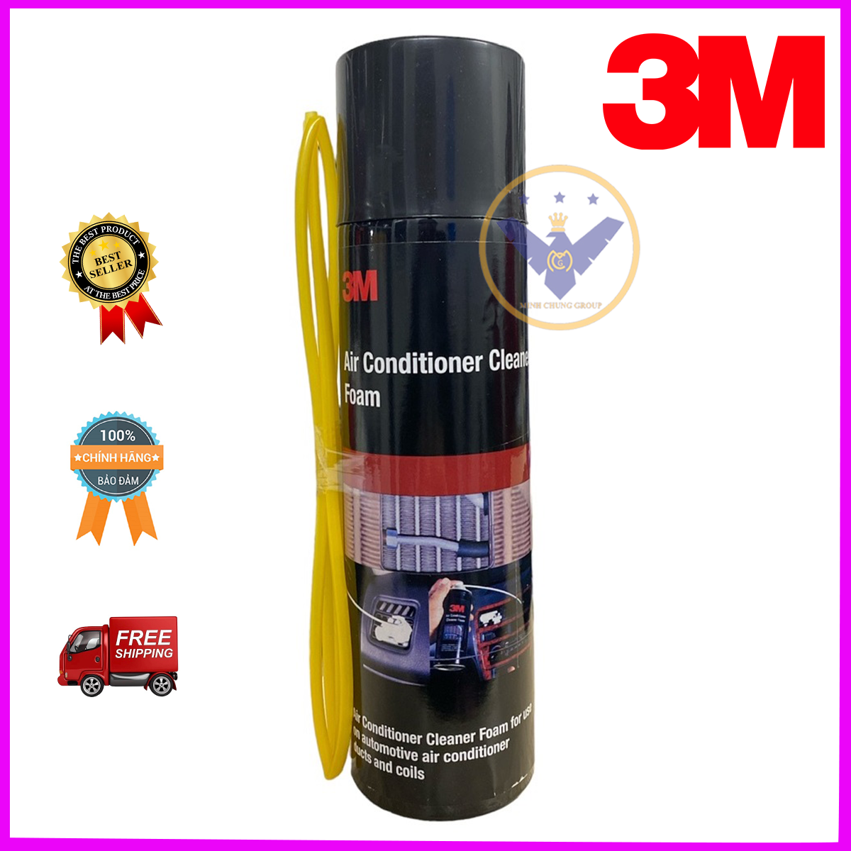 Bình xịt khử mùi và vệ sinh dàn lạnh điều hòa ô tô 3M- Air Conditioner Cleaner Foam 250ml